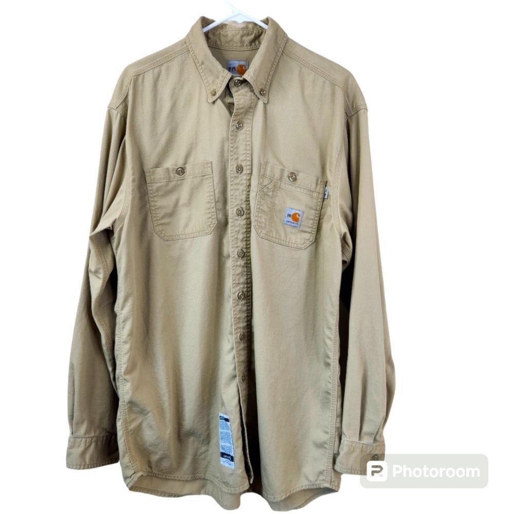 Carhartt Flame Resistant Long Sleeve Minimalist Button Down Work Shirt Large